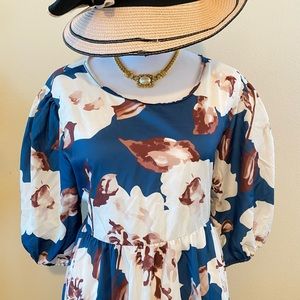 Large Flower leaf Printed mini dress - New